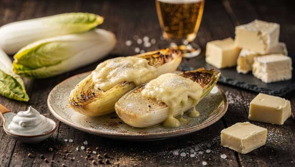 Endives braisées en crème de Maroilles : recette gourmande