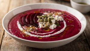 Soupe de betterave et chèvre frais : recette gourmande