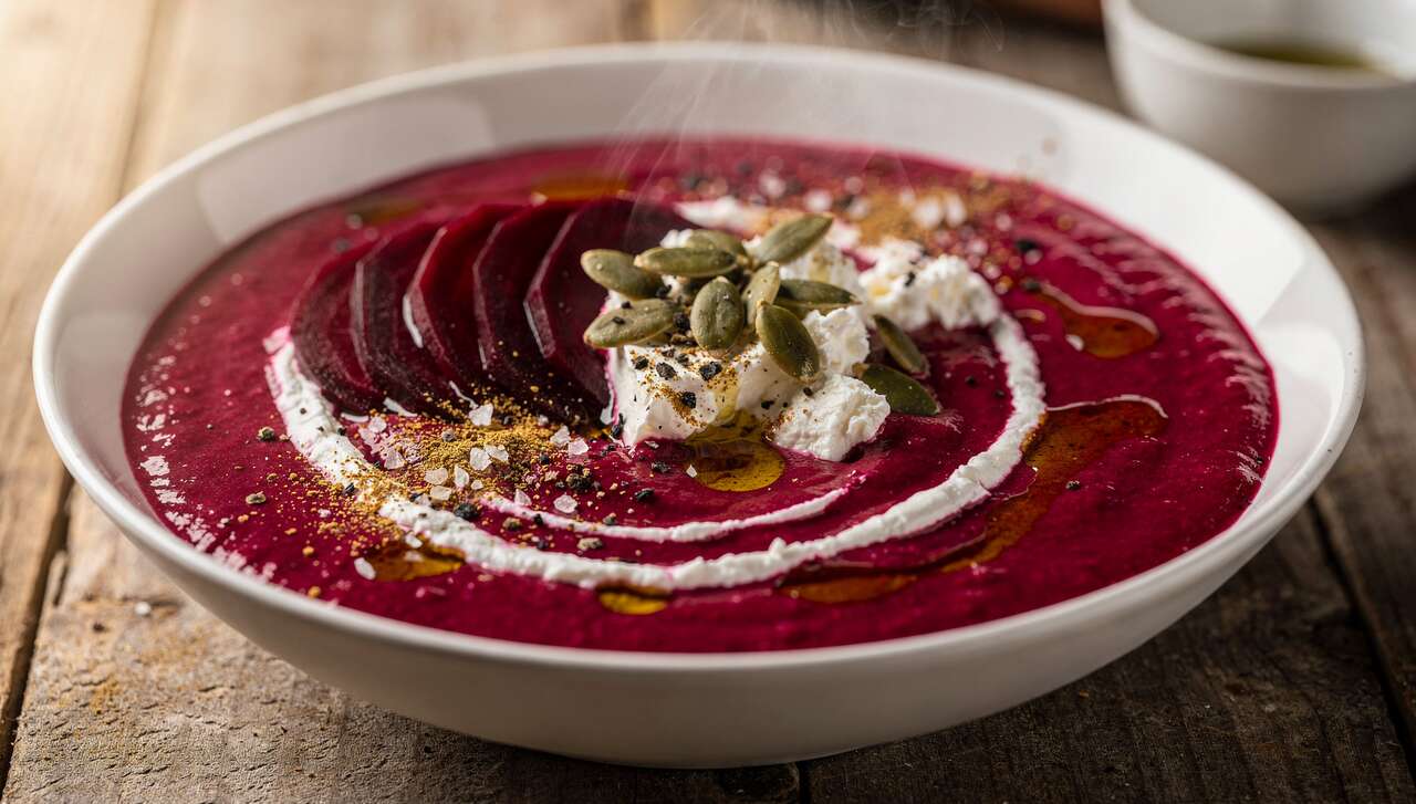 Soupe de betterave et chèvre frais : recette gourmande