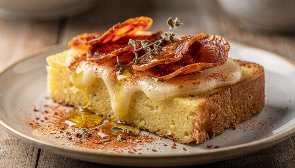Toast de polenta au fromage et chorizo : la recette gourmande