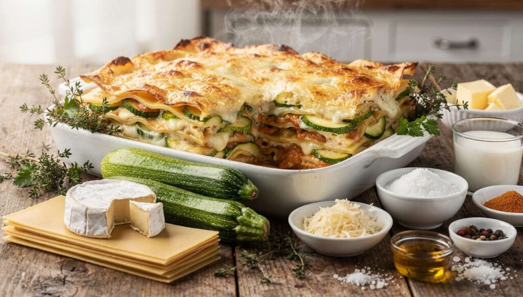 Lasagnes courgettes et camembert : recette savoureuse