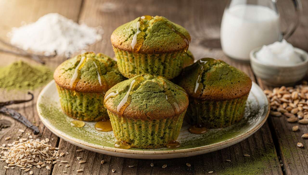 Muffins légers au miel et thé matcha : recette gourmande et saine