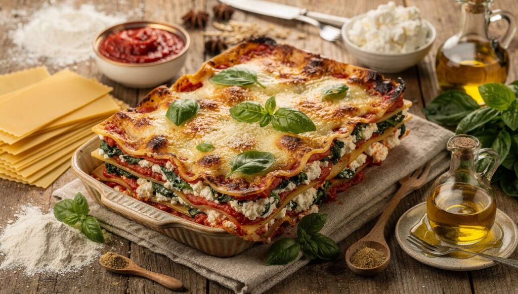 Lasagnes italiennes aux épinards et basilic : recette savoureuse