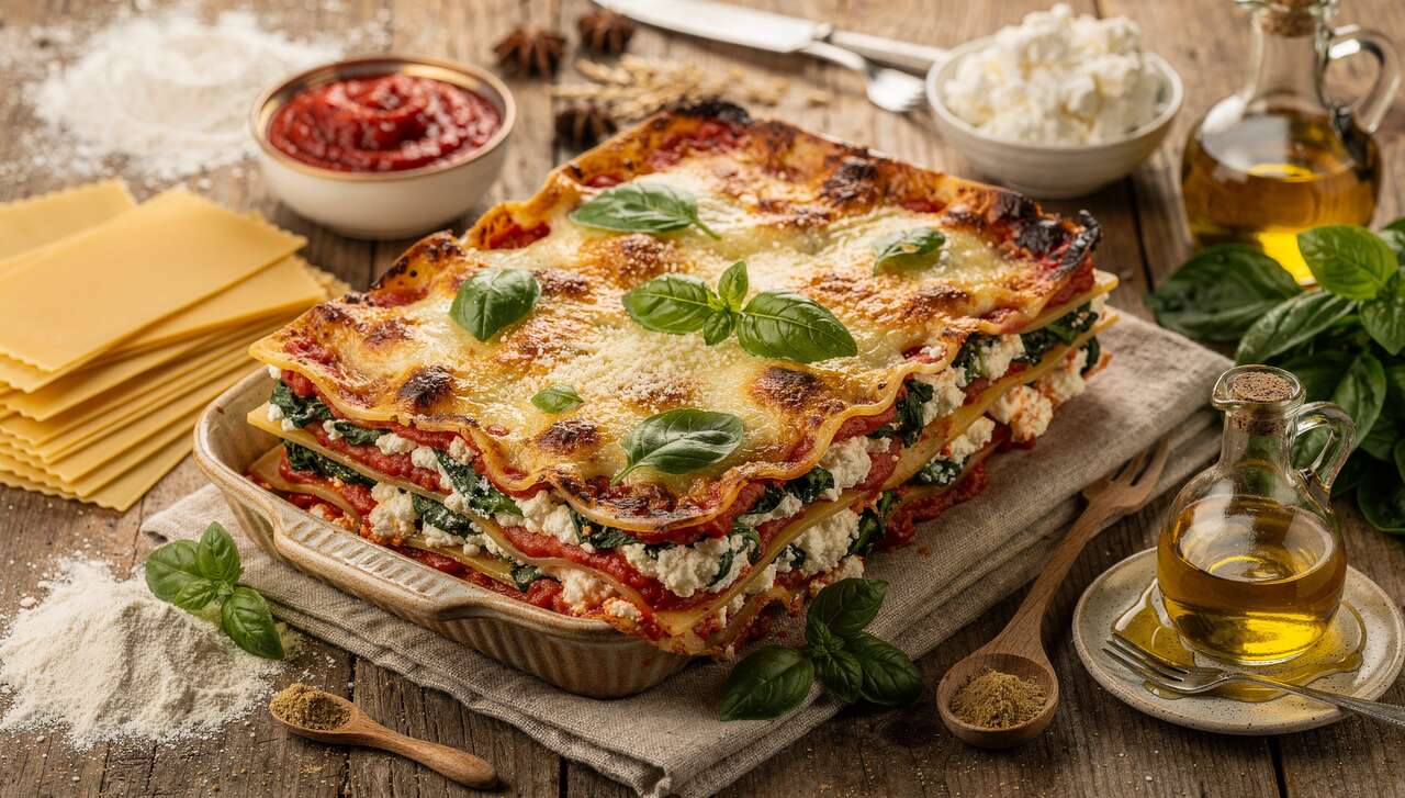 Lasagnes italiennes aux épinards et basilic : recette savoureuse