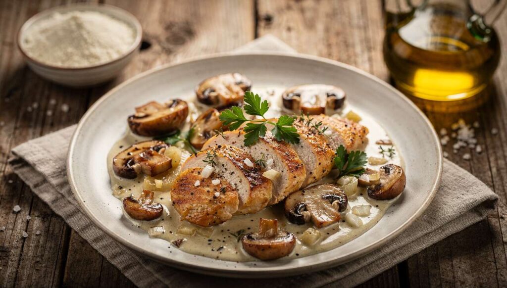 Filets de poulet aux champignons et crème légère : recette savoureuse et facile