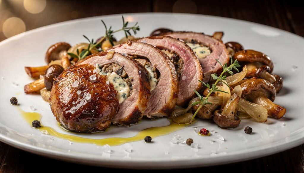 Magret de canard farci au fromage bleu et champignons : recette gourmande
