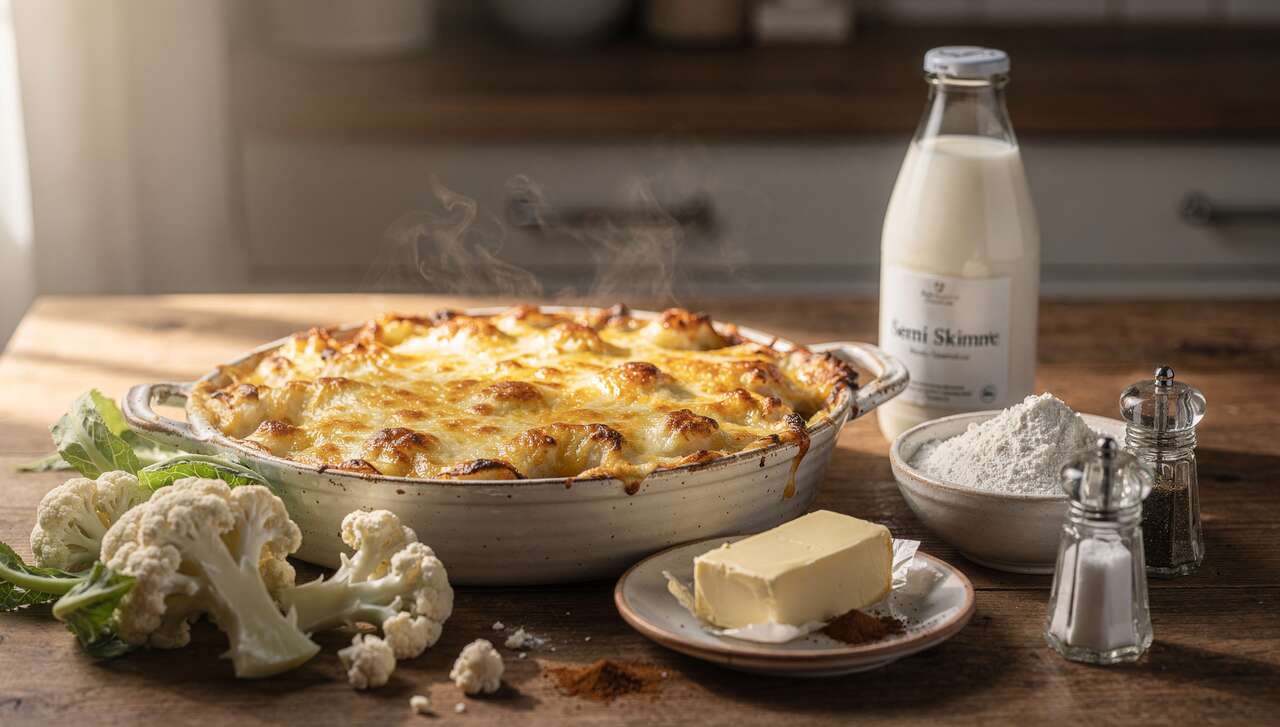 Chou-fleur gratiné à la béchamel légère : recette familiale savoureuse