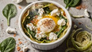 Recette : œuf Cocotte Chèvre, épinard et Chou