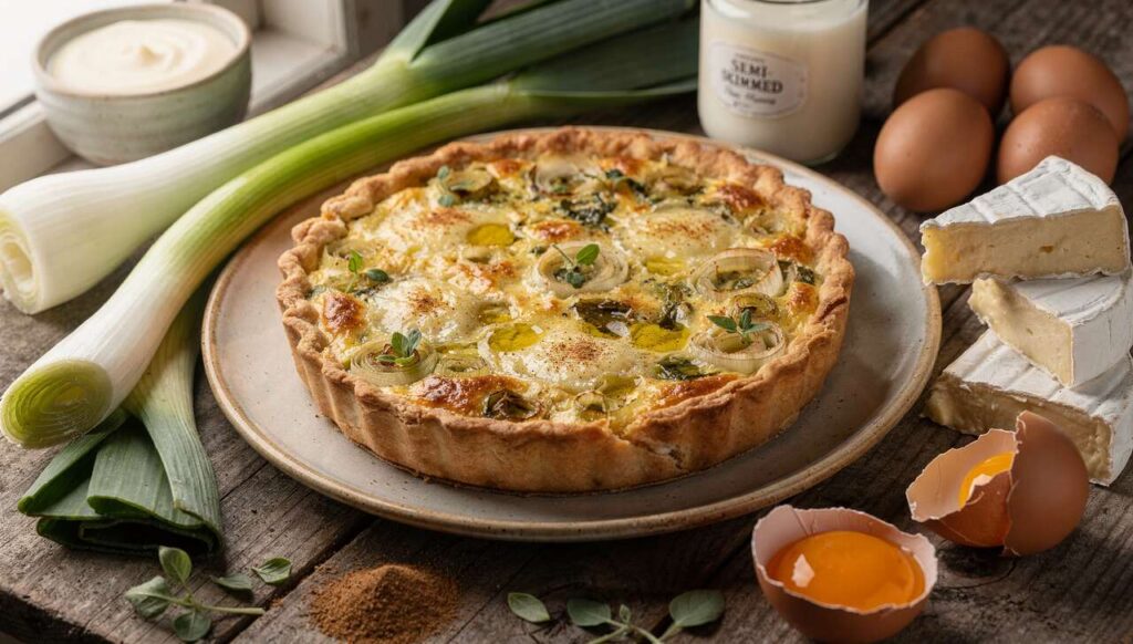 Quiche légère poireaux-brie : recette savoureuse et saine