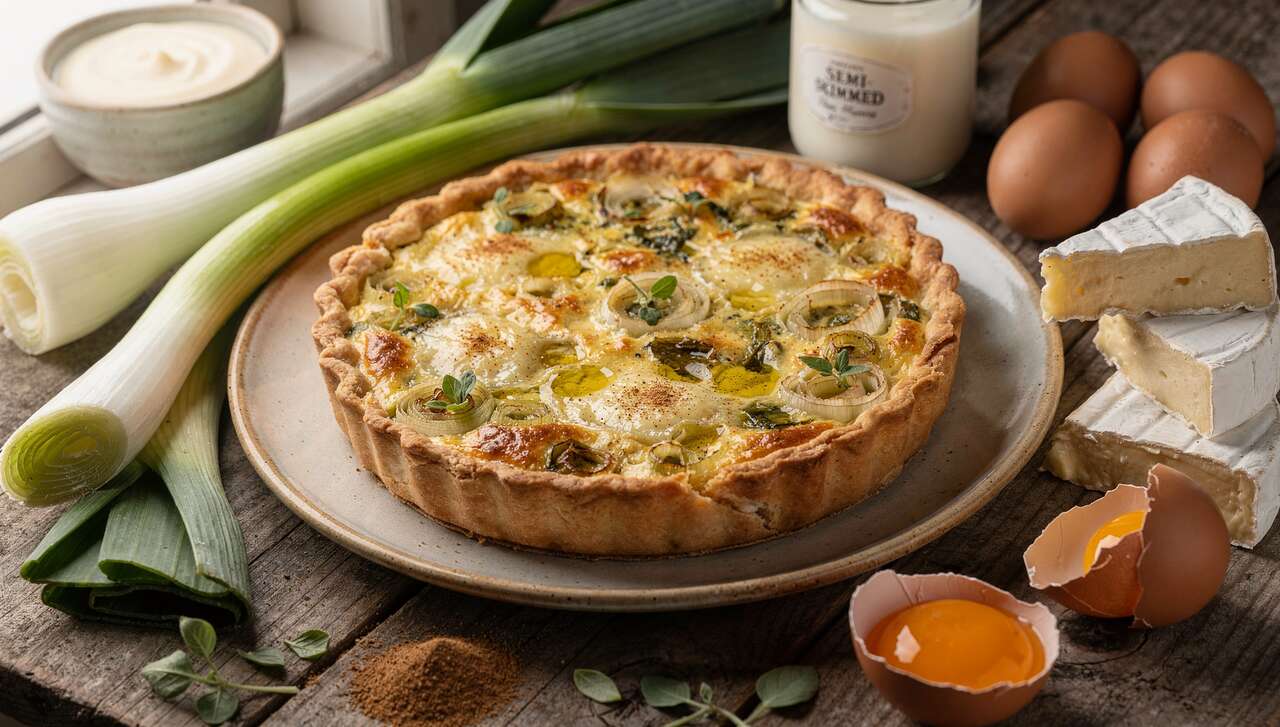 Quiche légère poireaux-brie : recette savoureuse et saine