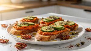Toasts Concombre et Houmous de Poivron aux Saveurs d'Italie
