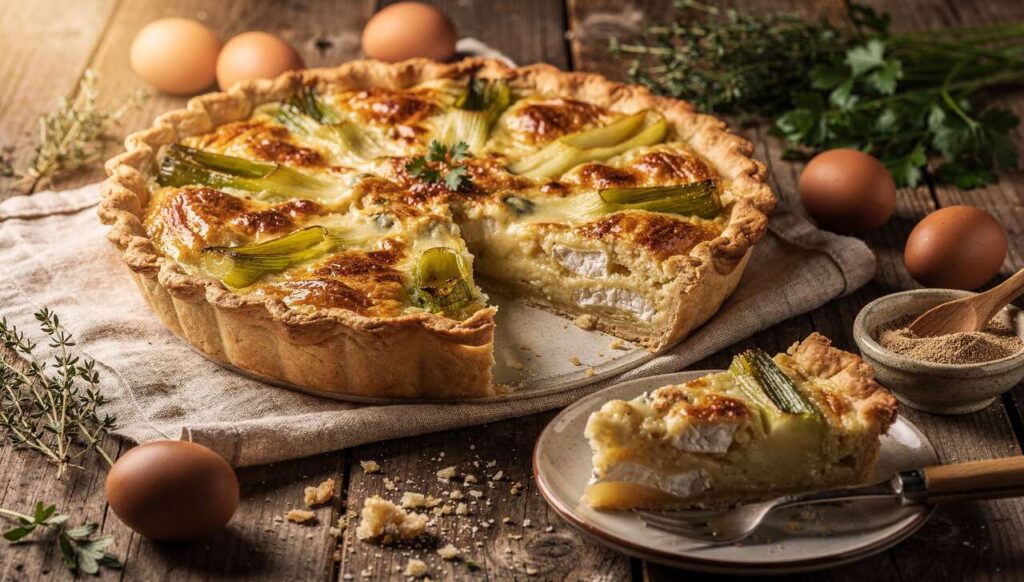 Quiche aux poireaux et au Camembert : recette savoureuse
