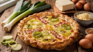 Recette : tarte poireaux lardons et fromage frais