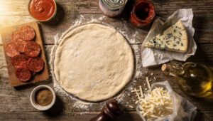 Pizza orientale : merguez et fromage bleu