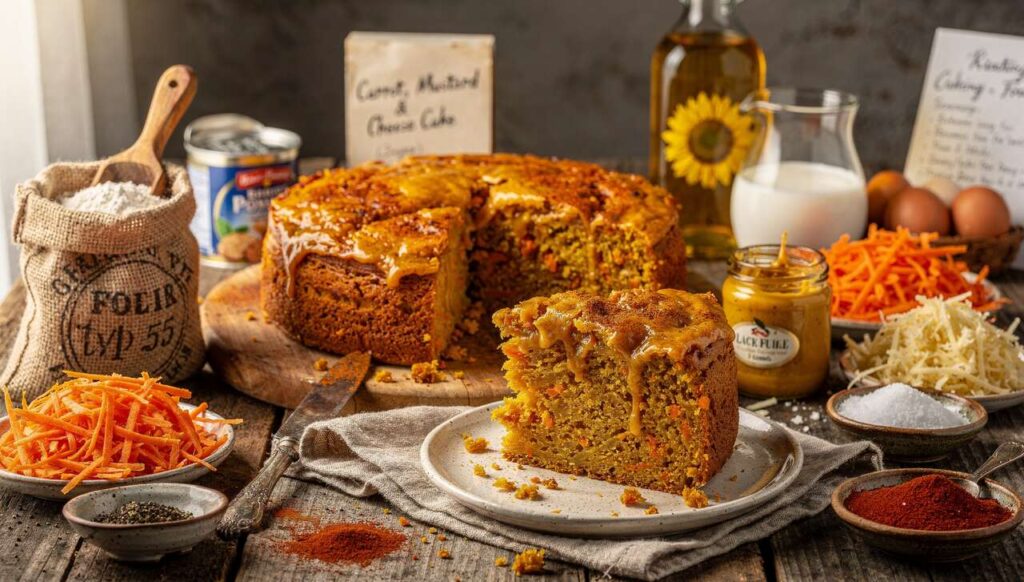 Cake carottes, moutarde et fromage : recette gourmande