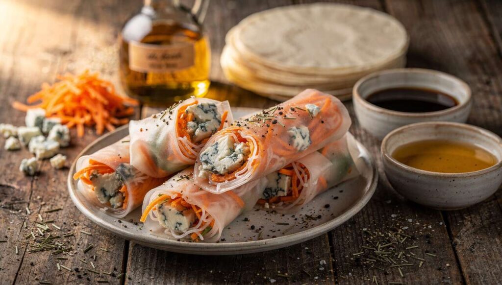 Nems au fromage bleu et carottes : recette gourmande