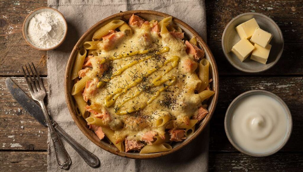 Gratin de pâtes au saumon et fromage : la recette savoureuse