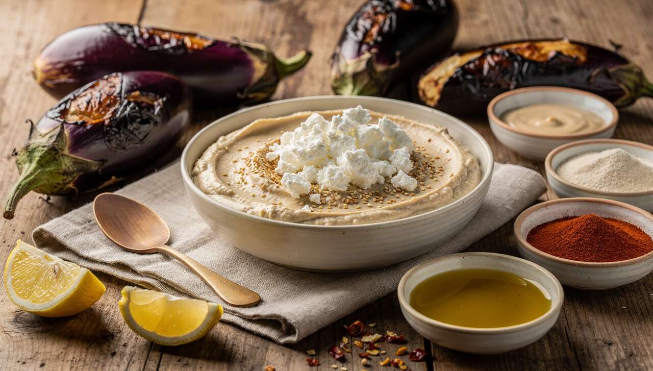 Caviar d'aubergine au fromage frais et sésame : recette savoureuse