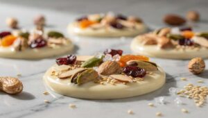 Mendiants légers : fruits secs et chocolat blanc