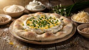 Pains pita légers au fromage blanc, parmesan et ciboulette