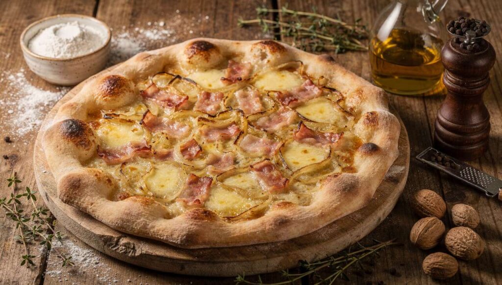 Pizza blanche au Maroilles : recette savoureuse