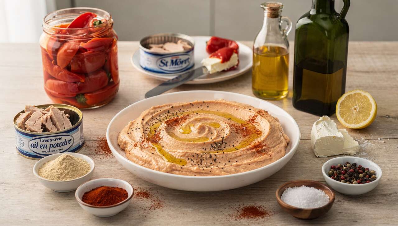 Crème de poivrons et thon au fromage frais
