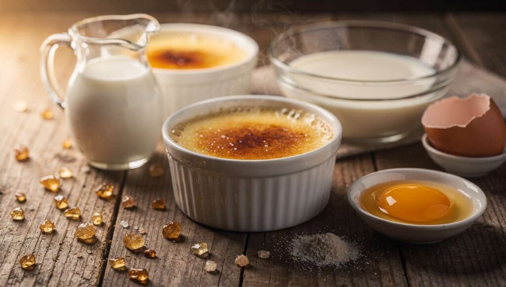 Crème brûlée légère amande et vanille : recette savoureuse et facile