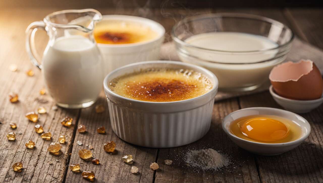 Crème brûlée légère amande et vanille : recette savoureuse et facile