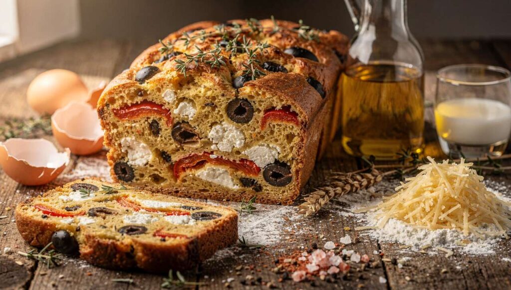 Cake poivrons feta et olives : recette gourmande