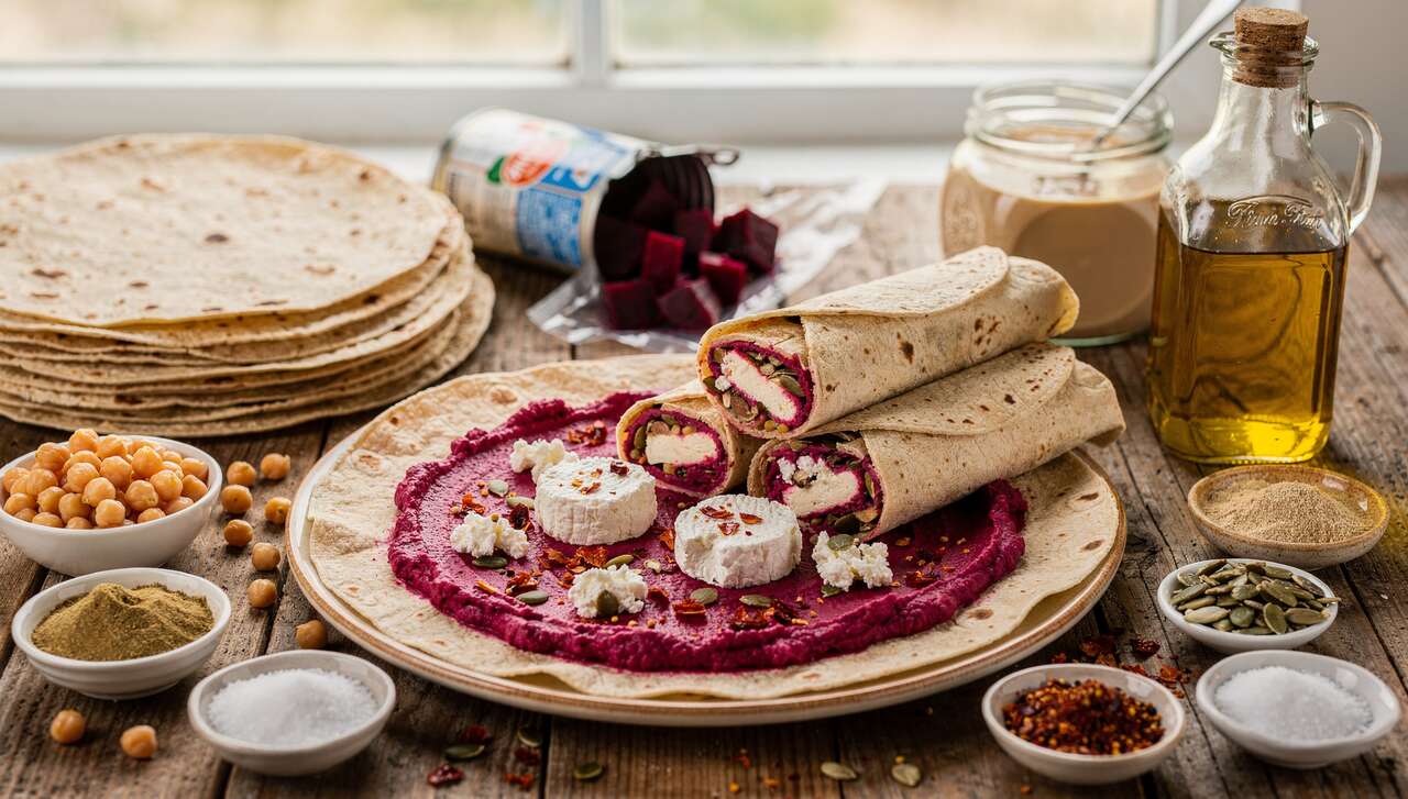 Wrap au houmous de betterave et fromage : recette facile