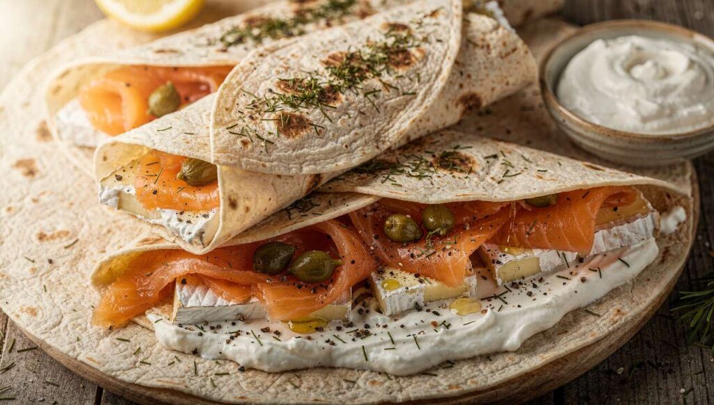 Wraps au Coulommiers et Saumon : recette Gourmande
