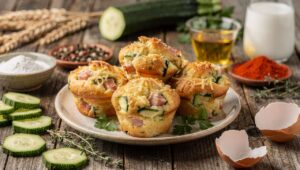 Muffins aux courgettes, jambon et fromage frais : recette savoureuse
