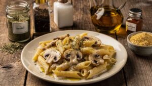 Pennes à la crème légère : recette gourmande aux champignons et basilic