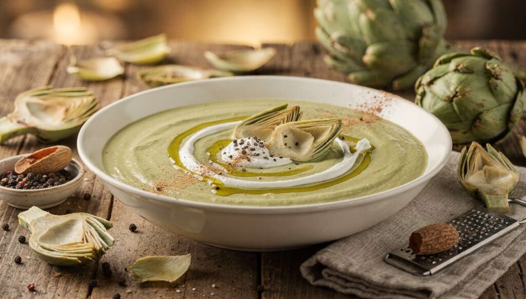 Velouté de cœurs d'artichauts au fromage frais : recette délicieuse et facile