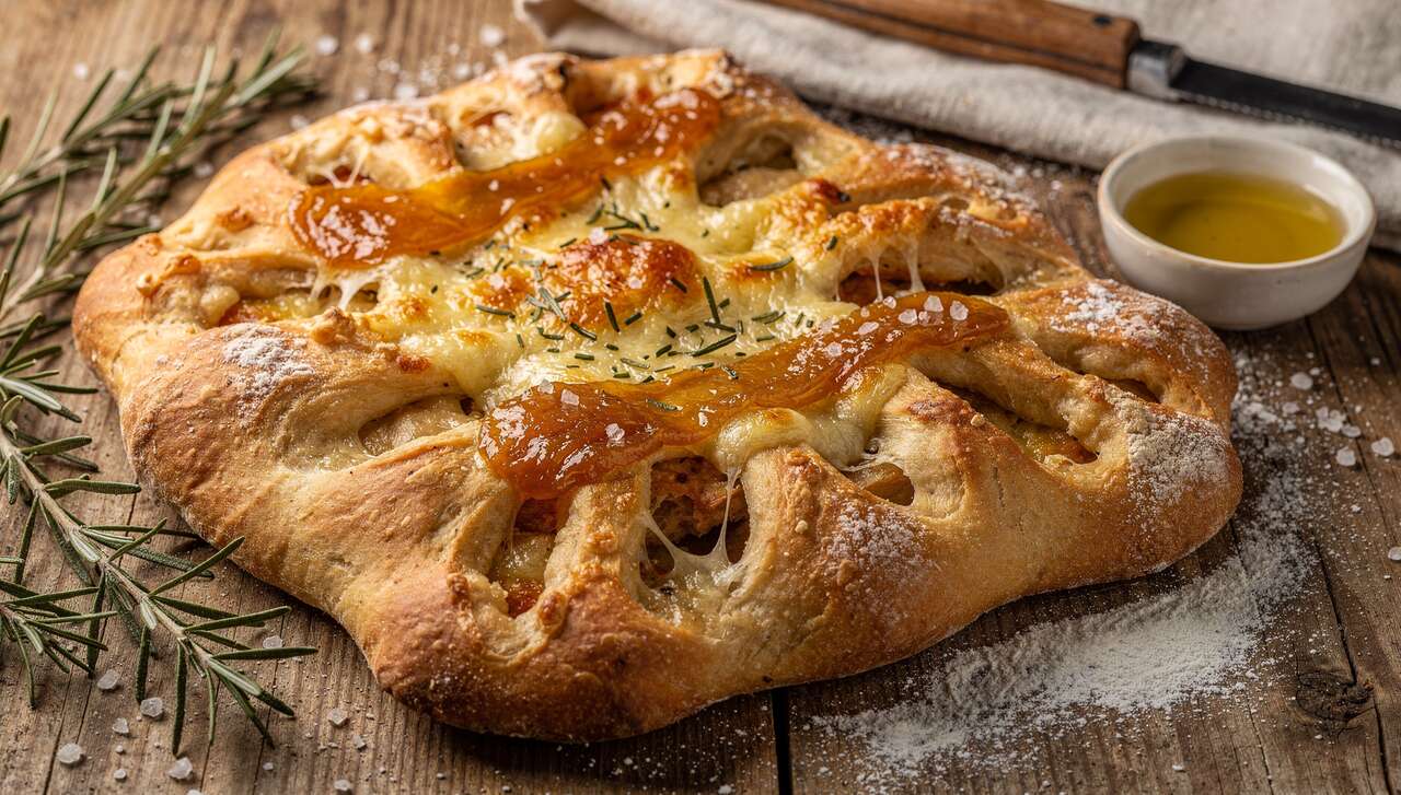 Fougasse au fromage, romarin et pâte de coing : recette gourmande