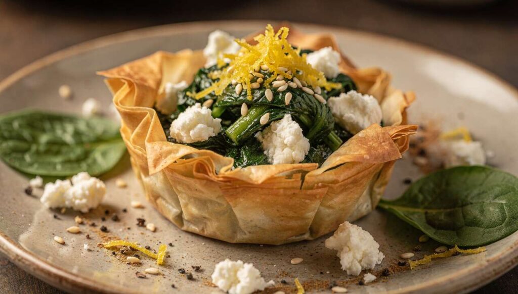 Recette de tartelette filo épinard et feta