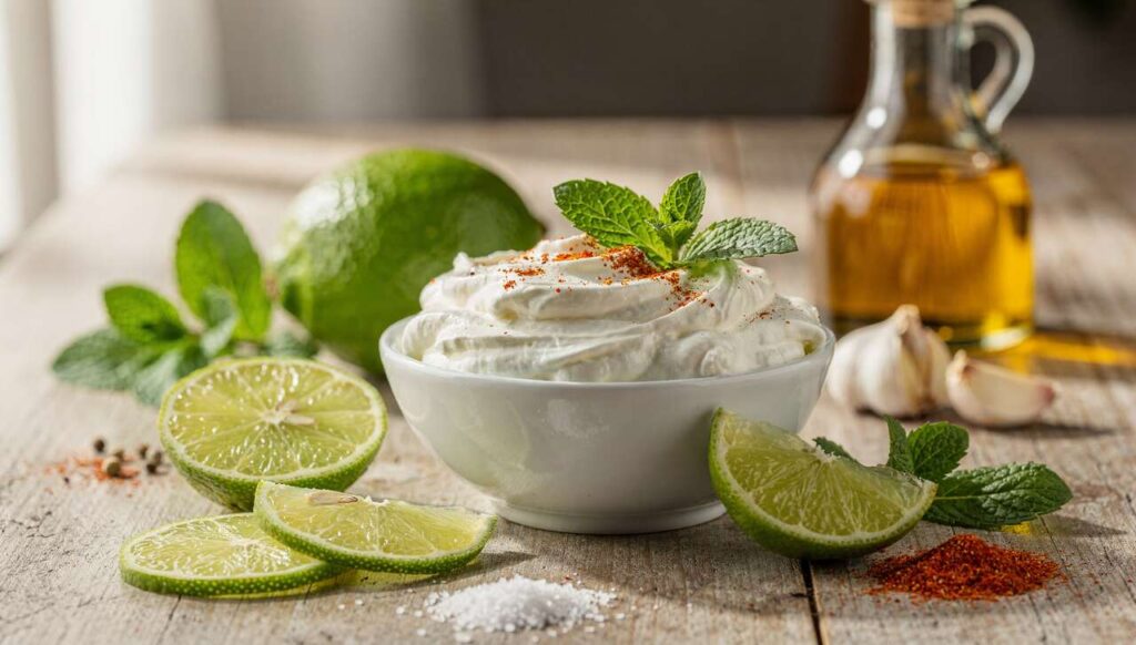 Sauce fromage frais à la menthe et citron vert : recette facile