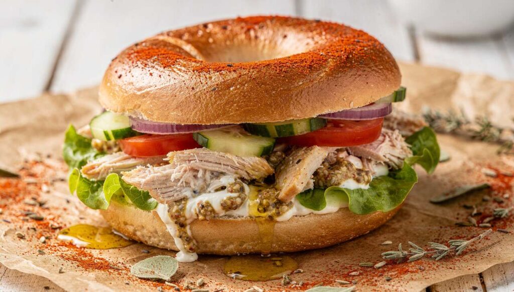 Bagel au Poulet, légumes et Fromage Frais : la Recette Gourmande