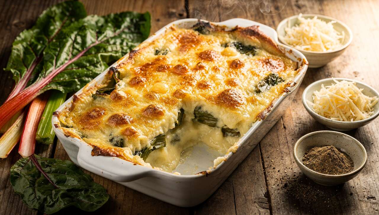 Gratin de blettes à la béchamel légère : recette savoureuse