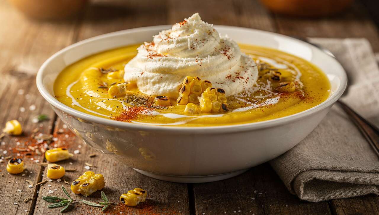 Recette de soupe de maïs à la chantilly au fromage