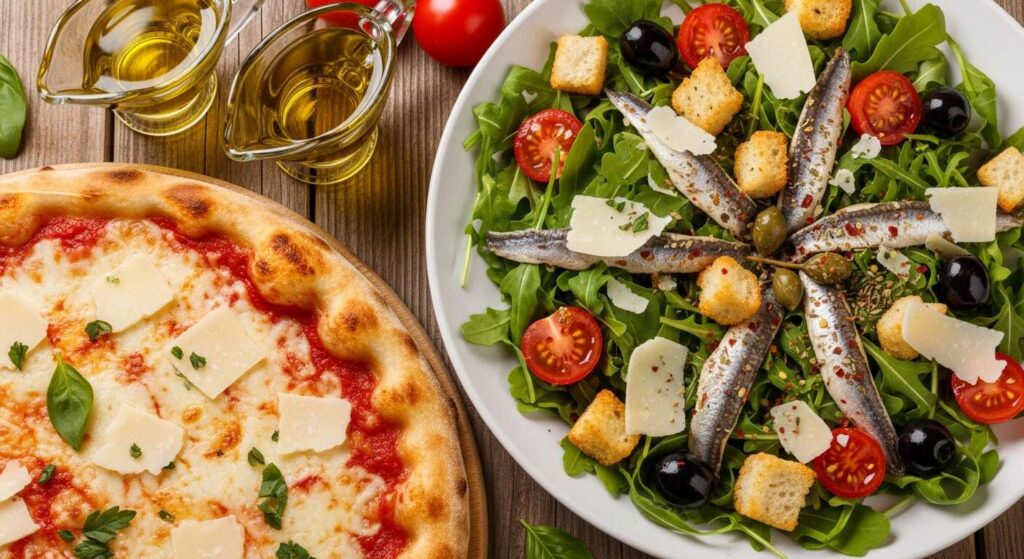 Pizza au parmesan : fraîche variante en salade composée