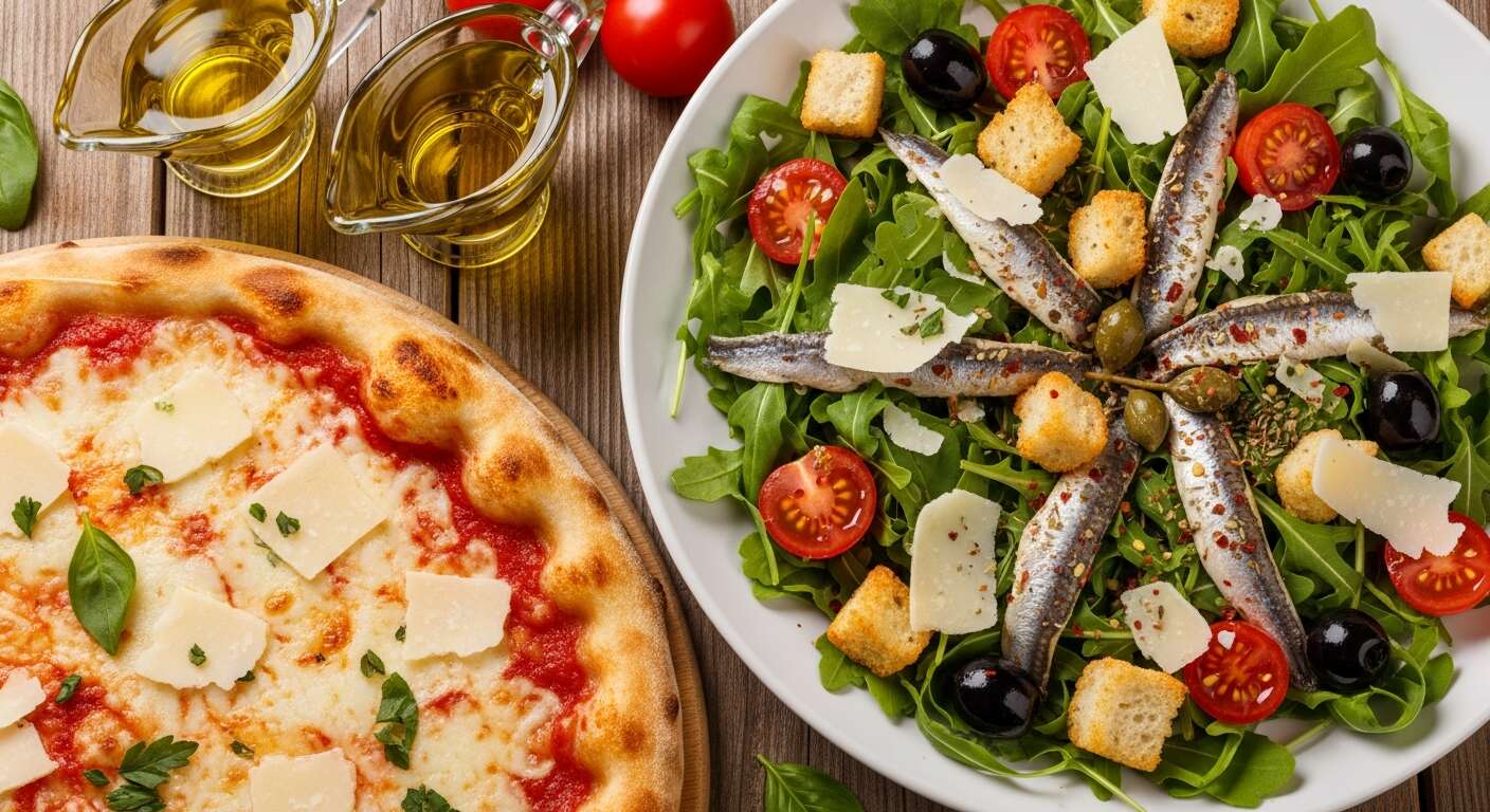 Pizza au parmesan : fraîche variante en salade composée