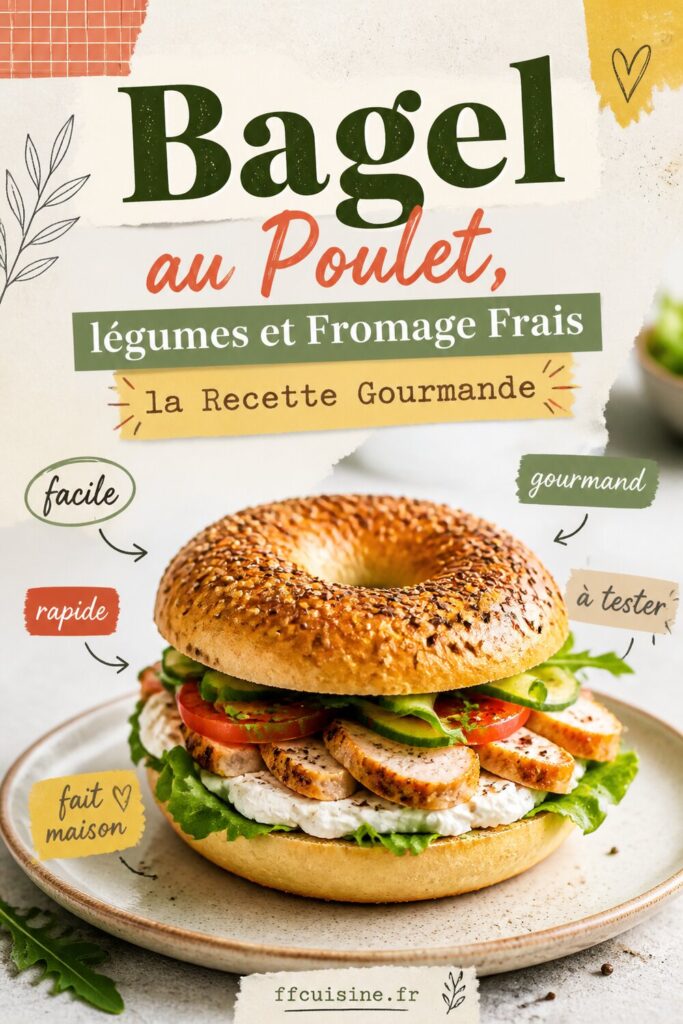 pinterest — bagel au poulet, légumes et fromage frais : la recette gourmande