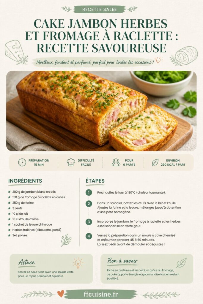 pinterest — cake jambon herbes et fromage à raclette : recette savoureuse