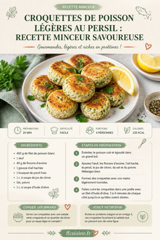 pinterest — croquettes de poisson légères au persil : recette minceur savoureuse