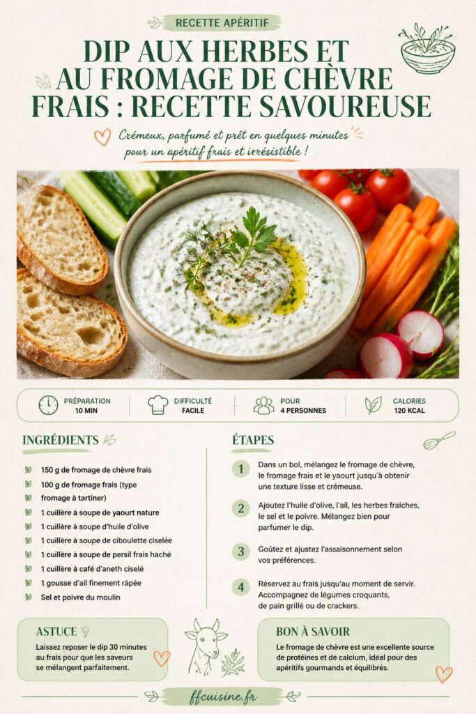 pinterest — dip aux herbes et au fromage de chèvre frais : recette savoureuse