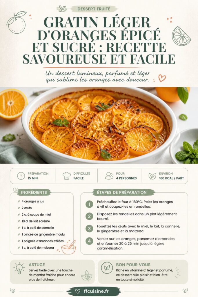 pinterest — gratin léger d'oranges épicé et sucré : recette savoureuse et facile
