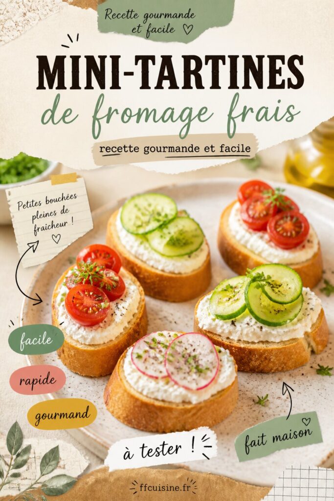 pinterest — mini tartines de fromage frais : recette gourmande et facile