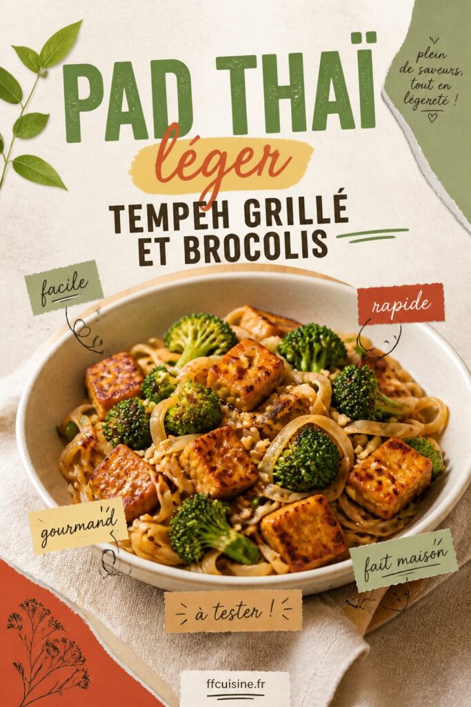 pinterest — pad thaï léger : tempeh grillé et brocolis