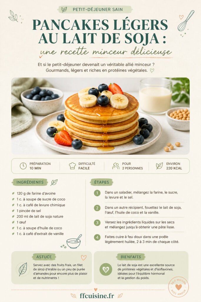 pinterest — pancakes légers au lait de soja : une recette minceur délicieuse